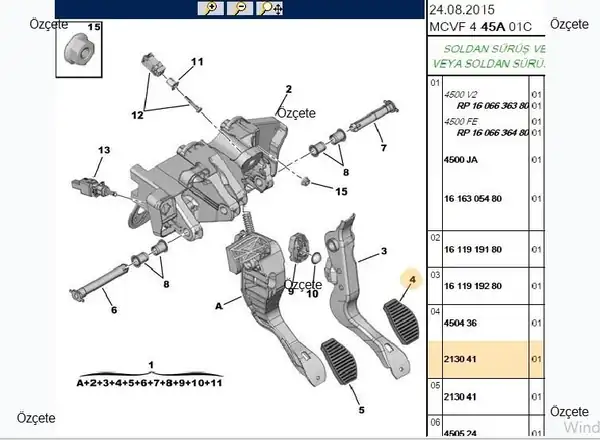 BİTAPART BPE309122 | Pedal Lastiği Dabriyaj Peugeot Bipper Citroen Nemo