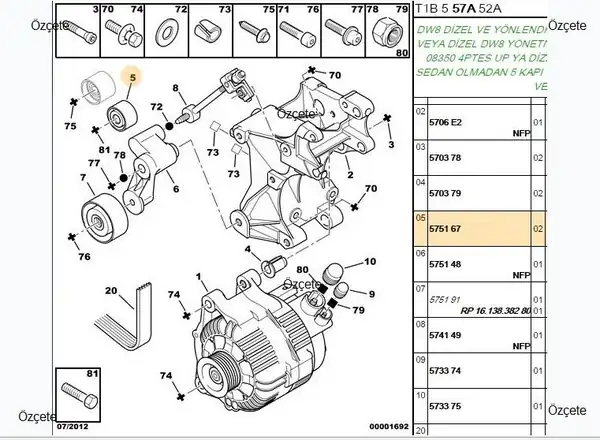 BİTAPART BPE181029 | Alternatör Gergi Rulmanı Peugeot Partner Citroen Berlingo 1 9 Demir Kütüklü