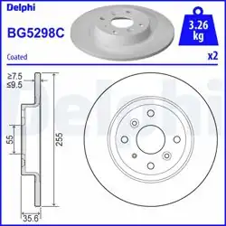DELPHI BG5298C | Fren Diski (Çiftli Paket)-Boyalı, Deliksiz