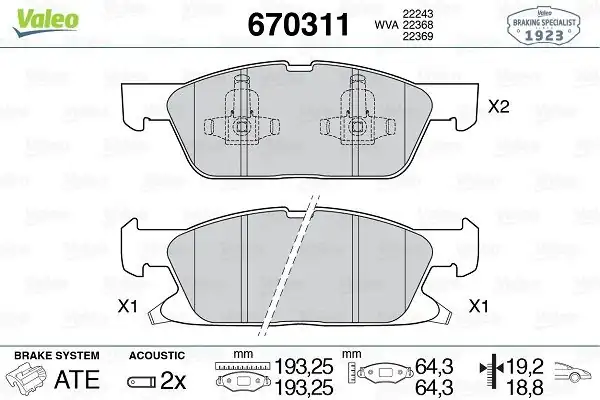 Valeo 670311 Ön Fren Balatası Ford Galaxy III 15 Edge 2 0 Ecoblue 18 S Max 18