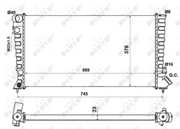 NRF 58189A | Motor Su Radyatör Partner P306 Berlingo Xsara Dw8 Dw8b Klimasız 00 03 Segmanlı 1351z1