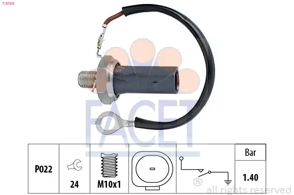 FACET 7-0159 | Yağ Müşürü 1 2 1 6 Bar Bir Kutuplu Siyah Golf V 04 07 Passat 06 07 Touran 03 05 A3 04 07 A4 05 08