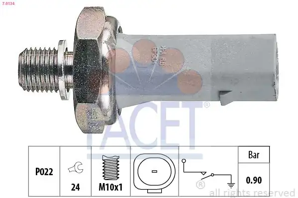 FACET 7-0134 | Yağ Basınç Müşürü 1 Kutuplu Caddy Eos Golf Passat Phaeton Polo Touareg A3 A4 A6 A8 Ibiza Superb 96