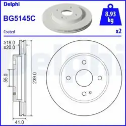 DELPHI BG5145C | Fren Diski (Çiftli Paket)-Boyalı, Deliksiz