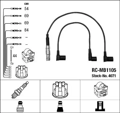 NGK 4071 | Buji Kablo Seti Mercedes M102 W123 W124 W201 W460 W463 80 00