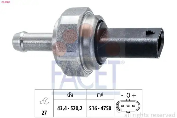 FACET 25-0002 | Yüksek Basınç Sensörü Bmw F20 E90 F30 F32 F34 F36 F10 F07 E84 F25 F26 F15 F16 846283