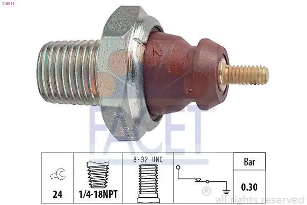 FACET 7.0011 | Yağ Basınç Salterı Escort 89 > 99 Fiesta 89<95 Focus I 98 > 04 Mondeo 93 > 96