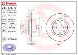 BREMBO 08.7238.10 | Fren Diski Ön Düz 266 mm (Peugeot Partner / 301 1.2 1.6 HDI 1.6 16V Berlingo 96 / C2 / C3 1.4 02) | 2 Adet