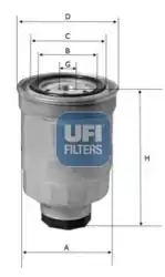 UFI 24.446.01 | Filtre Mazot-(Nissan Navara 08 / 13 2.5 DCI / Pathfinder 06 / 13 2.5 DCI R51)