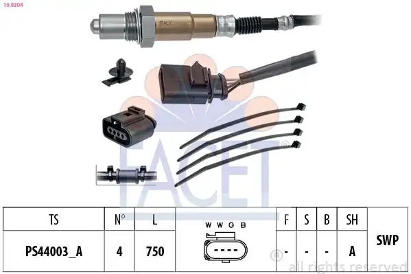 FACET 10-8204 | Oksijen Sensörü Lambda Sensörü VW Universal Ön Arka 4 Fişli 75 Cm