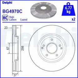 DELPHI BG4970C | Fren Diski (Çiftli Paket)-Boyalı, Delikli