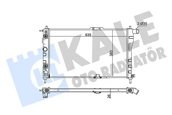 Kale Radyatör 342245 Motor Su Radyatörü Daewoo Racer Cielo 96 00 Otomatik 635x385x27