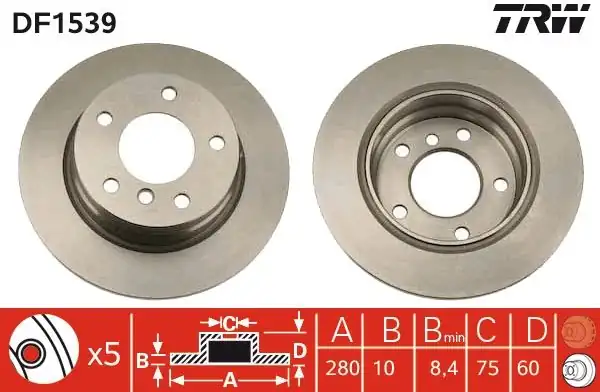 TRW DF1539 | Fren Diski Arka Bmw E36 E46 3 Serisi E85 Z4 90