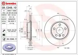 BREMBO 09.C349.11 | Fren Diski Ön BMW 2F45-F46-X1 F48-X2 F39 Mini F54-F55-F56-F57-F60 | 2 Adet