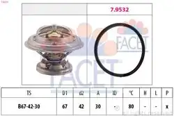 FACET 7.8271 | Termostat 80 °C OM601 OM602 OM603 190 201 88-93 W124 88-93 202 95-00 W140 93-98 Unimog