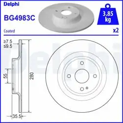 DELPHI BG4983C | Fren Diski (Çiftli Paket)-Boyalı, Deliksiz
