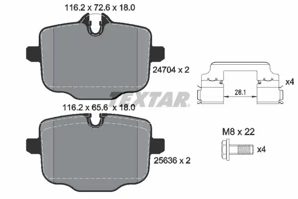 TEXTAR 2470401 | Fren Balatası Arka G11 G12 G30 G31 Bm 17