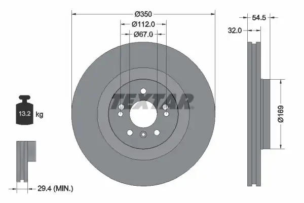 TEXTAR 92150705 | Fren Diski 164 ML Ön 18 Jant Tek