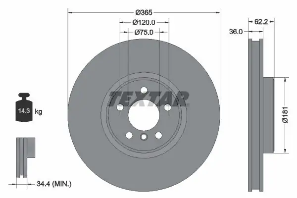 TEXTAR 92161005 | Fren Diski E 70 71 Ön 4 8i E 71 3 5dx 3 5ix 2 Adet