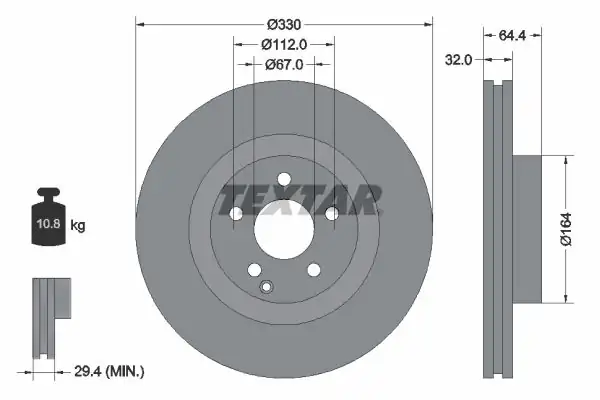 TEXTAR 92119905 | Fren Diski 211 204 219 Ön E 350 400 500 GLA 2 Adet