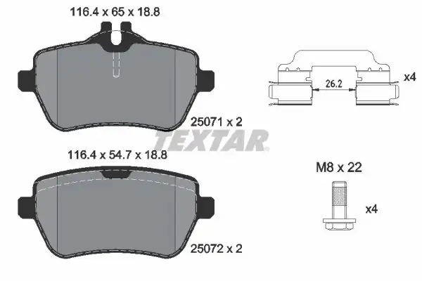 TEXTAR 2507101 | Fren Balatası Arka Sl 350 400 500 R231 276 2012