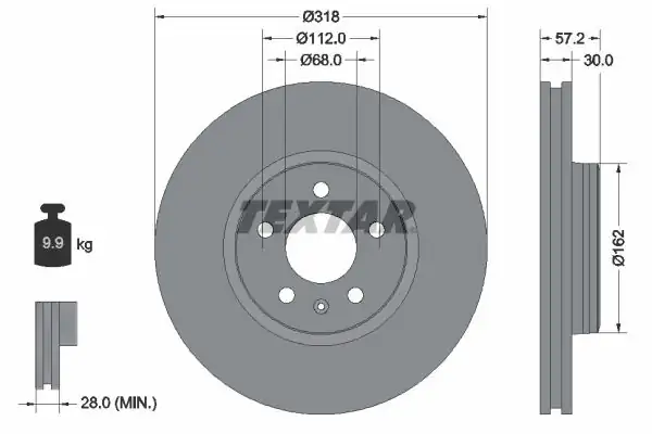 TEXTAR 92282705 | Fren Diski VW A4 A5 2016 Ön 318x30 2 Adet