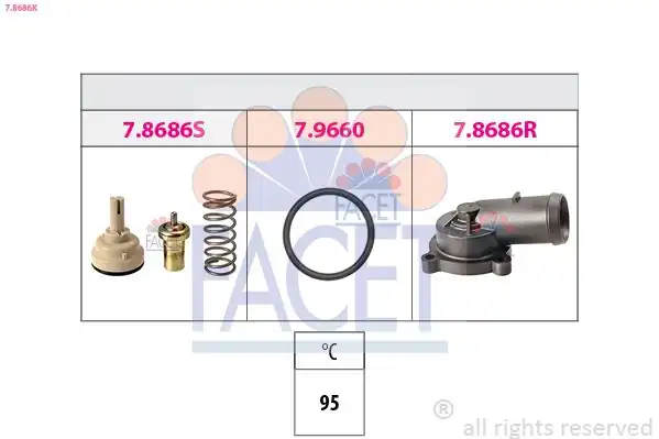 FACET 78686K | Termostat 95c Volkswagen Golf V 14 TSI BMY 07