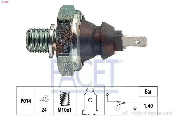 FACET 70046 | Yağ Basınç Müşürü Audi A3 A4 16 18 Volkswagen Caddy Golf 13 15