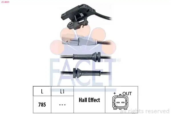 FACET 210031 | Arka ABS Sensörü Citroen C4 04 Peugeot P307 00