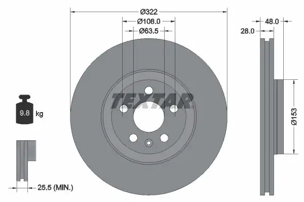 TEXTAR 92287405 | Fren Diski Volvo S90 V90 Xc40 2017 Ön 2 Adet