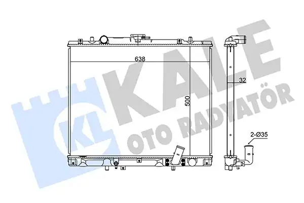 Kale Radyatör 362400 Motor Su Radyatörü Mitsubishi L200 2001 2006 Pajero 2001 2007 Manuel Vites 500x638x32