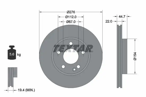 TEXTAR 92131903 | Fren Diski Ön W169 245 M266 2 Adet