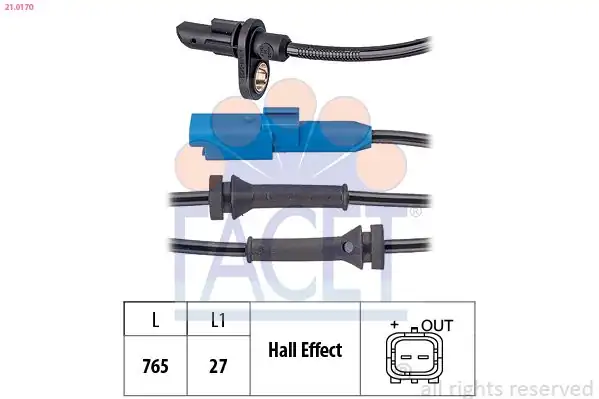 FACET 21-0170 | ABS Kablosu Arka Peugeot 2008 207 208 301 C3 C3 Picasso C4 Cactus C Elysee
