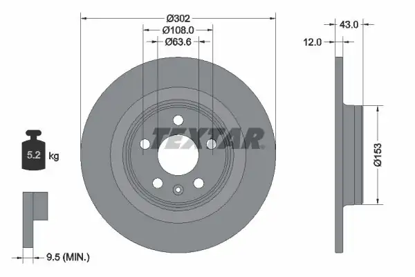 TEXTAR 92295105 | Fren Diski S60 S90 Xc60 Arka 20 C 302 2 Adet