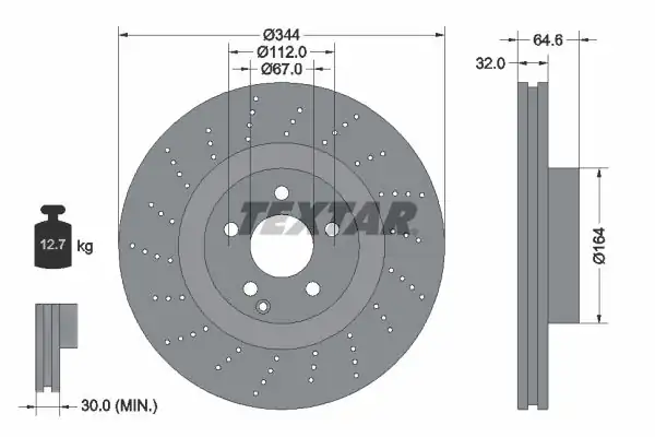 TEXTAR 92224605 | Fren Diski 204 207 Ön C 180 200 Sport 2 Adet
