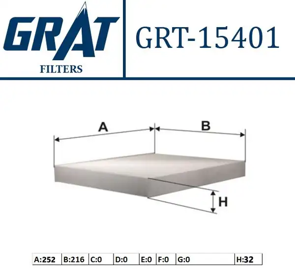 GRAT 15401 | Kabin Filtresi Karbonsuz 252 216 32 VW Polo 02 10 Seat Ibiza 02 10 Skoda Fabia 00 14