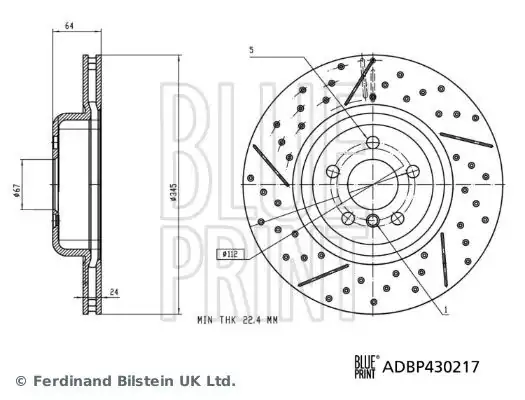 BLUEPRINT ADBP430217 | Fren Diski Arka Sol Bmw 3 G20 3 G21 4 G22 4 G23 M4 G22