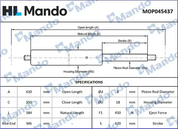 MANDO MOP045437 | Hyundai İ20 08 Bagaj Amortisörü