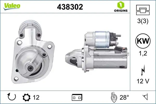 Valeo 438302 Marş Motoru 12v 12 Dış 1 2 KW Ford Focus 1 6 10 Mondeo 1 6 11 15