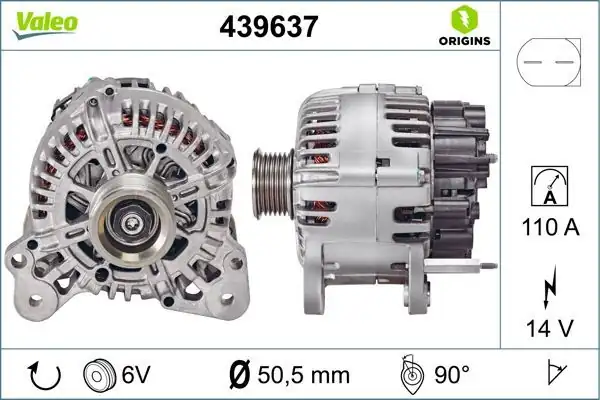 Valeo 439637 Alternatör 12 V 110a Volkswagen Golf V VI 05 Jetta III IV 1 4 TSI 06