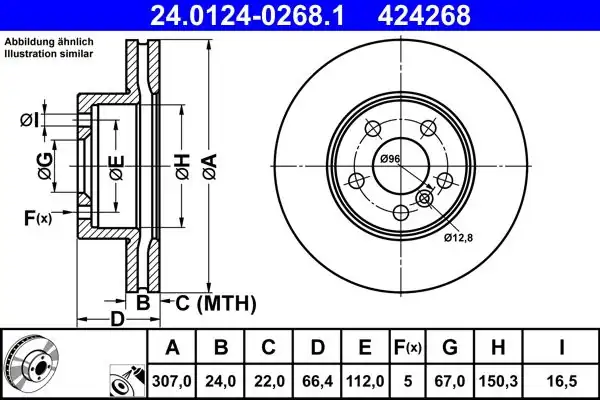 ATE 240124 02681 Fren Diski Ön Bmw G20 G21 17 2 Adet