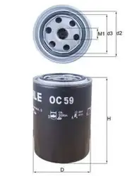 MAHLE OC59 | Yağ Filtresi Pıckup 2.5 D-2.7 D 98-01 / Terrano 2.7 TDI 96-02 2.5 D / 2.7 D / 3.2 D 98-01