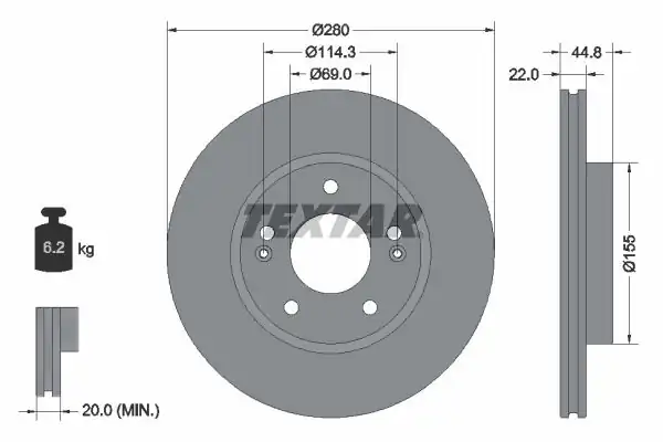 TEXTAR 92314703-2 | Fren Diski Ön Ioniq Nıro Benzin Elektrik Hıbrıt 2016 2019 2 Adet