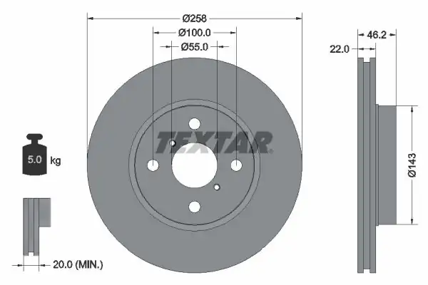 TEXTAR 92164203-2 | Fren Diski Ön Yaris P9 P13 1 0 1 3 1 33 1 4 D4d 06 2 Adet
