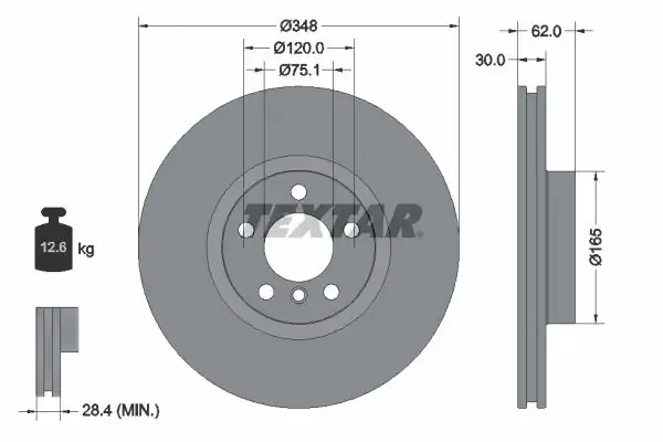 TEXTAR 92160905 | Fren Diski Ön X5 E70 F15 X6 E72 F16 07 19 2 Adet