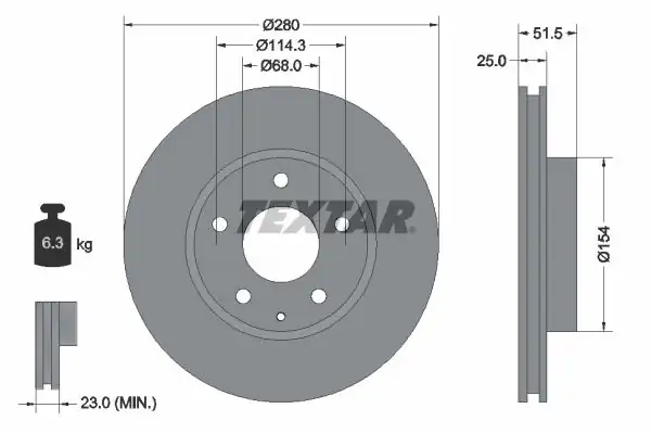 TEXTAR 92267503-2 | Fren Diski Ön Mazda 3 Bm Bn Cx3 DK 2wd 15 1 5 14 18 2 Adet