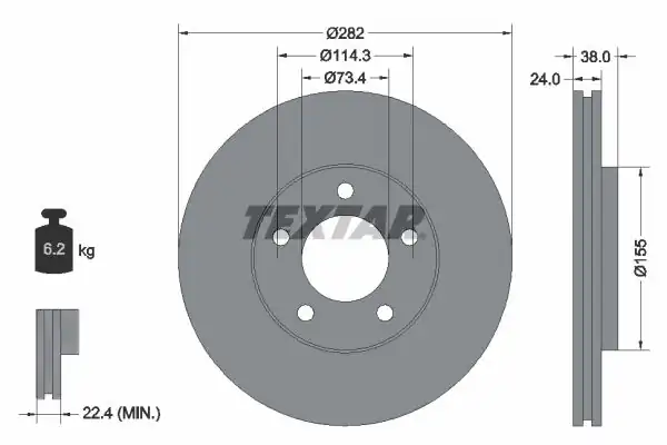 TEXTAR 92153100-2 | Fren Diski Ön Chreysler Voyager İ II Bm 87 2 Adet