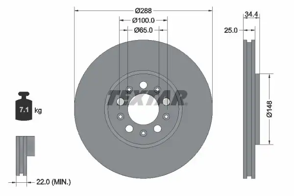 TEXTAR 92106605 | Fren Diski VW Polo 1 4 16v 1 4 TDI Ön 288x25 2 Adet 1964715