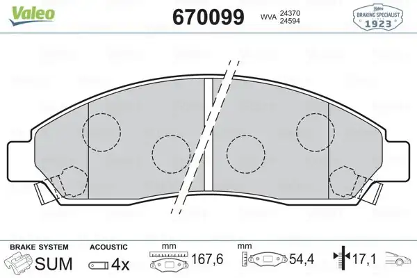 Valeo 670099 Balata Fren Ön Isuzu D-Max 02 11 2wd 4wd
