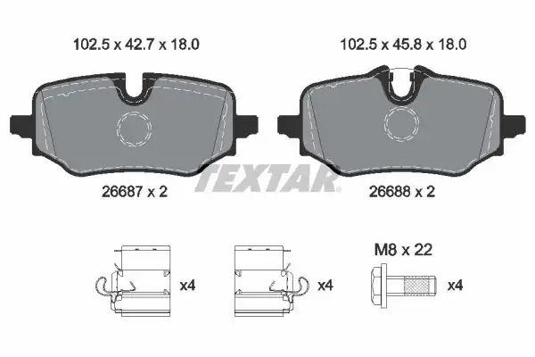 TEXTAR 2668701 | Textar Fren Balatası Arka Mini J01 J05 U25 X1